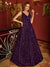 A-Line/Princess V-Neck Long Prom Dresses with Belt