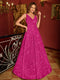 A-Line/Princess V-Neck Long Prom Dresses with Belt