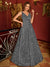A-Line/Princess V-Neck Long Prom Dresses with Belt