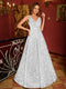 A-Line/Princess V-Neck Long Prom Dresses with Belt