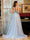 A-Line/Princess Tulle Spaghetti Straps Applique Long Prom Dresses