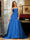 A-Line/Princess Tulle Spaghetti Straps Applique Long Prom Dresses