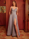 A-Line/Princess Spaghetti Straps Split Side Long Prom Dresses with Pockets