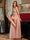 A-Line/Princess V-Neck Tulle Split Side Applique Long Prom Dresses