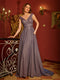 A-Line/Princess V-Neck Sleeveless Long Prom Dresses with Pockets