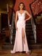 Sheath/Column V-Neck Split Side Ruched Long Tight Prom Dresses