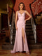 Sheath/Column V-Neck Split Side Ruched Long Tight Prom Dresses