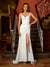 Sheath/Column V-Neck Split Side Ruched Long Tight Prom Dresses