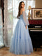 A-Line/Princess Tulle Sweetheart Long Prom Dresses with Belt
