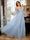 A-Line/Princess Tulle Sweetheart Long Prom Dresses with Belt
