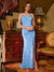 Sheath/Column Spaghetti Straps Split Side Sleeveless Long Tight Prom Dresses