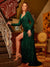 Sheath/Column V-Neck Split Side Long Sleeves Long Tight Evening Dresses