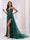 A-Line/Princess Spaghetti Straps Long Prom Dresses with Feather & Sequins