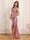 Sheath/Column Halter Long Prom Dresses with Sequins & Split Side