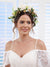 Artificial Ivory Bridal Garland Headbands Wedding Flower Crowns with Champagne Ribbon