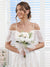 Artificial Posy Wedding Bridal Bouquets with Tulle Bowknot in Ivory