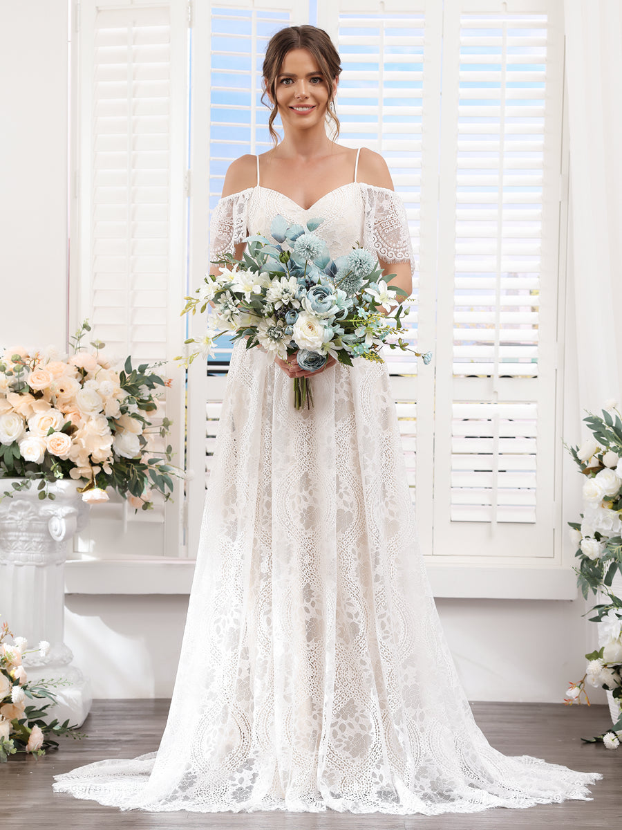 Artificial Freeform Wedding Bridal Bouquets in Blue &amp; Ivory