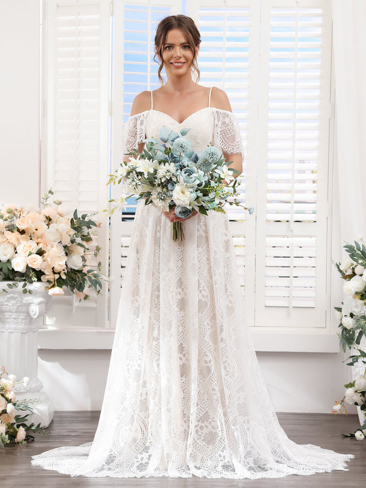 Artificial Freeform Wedding Bridal Bouquets in Blue &amp; Ivory