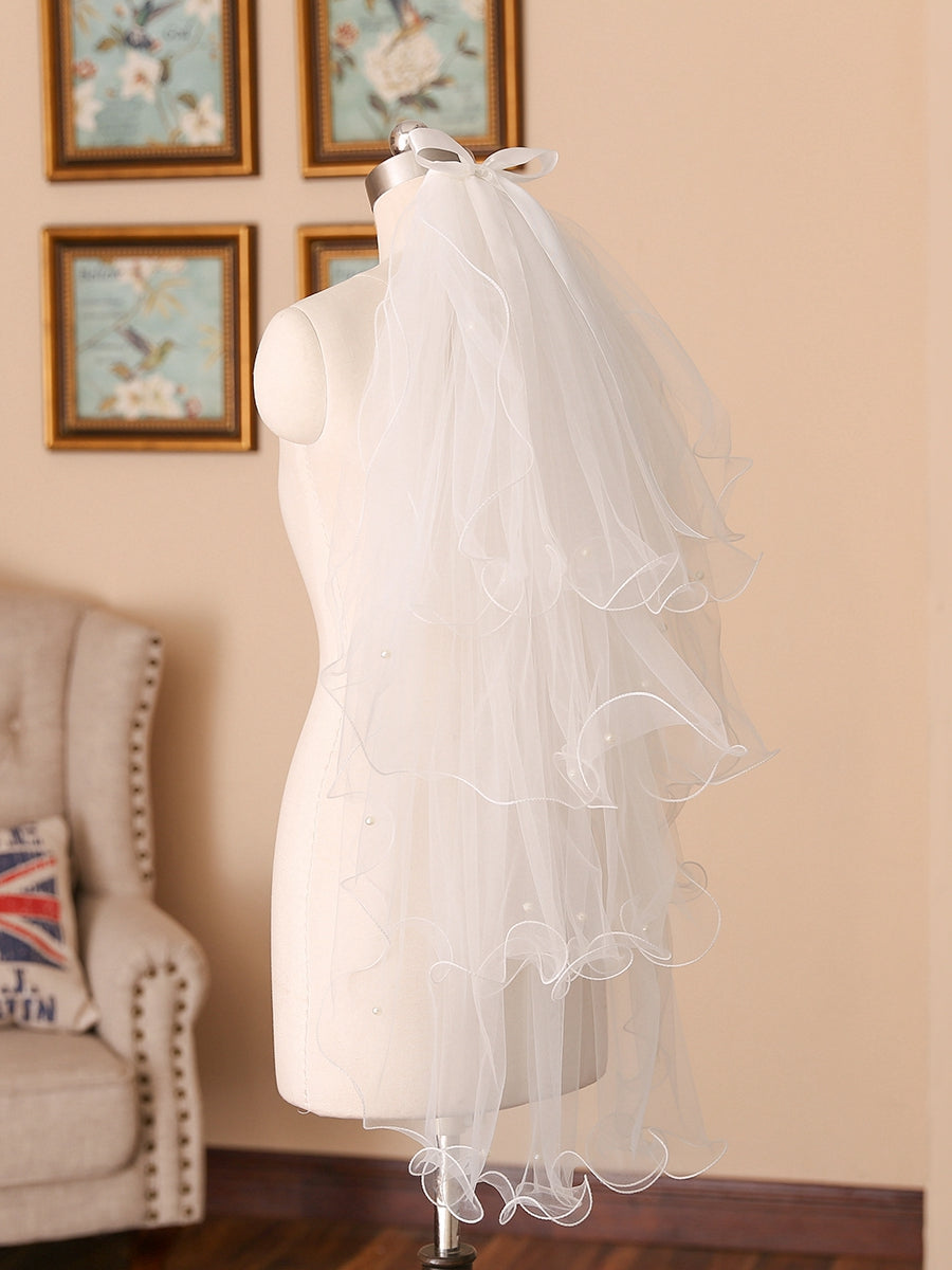 Pretty 4 Layer Tulle With Bowknot beading Wedding Veils