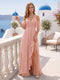 A-Line V-Neck Spaghetti Straps Short Sleeves Asymmetrical Chiffon Bridesmaid Dresses