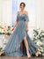 A-Line V-Neck Spaghetti Straps Short Sleeves Asymmetrical Chiffon Bridesmaid Dresses
