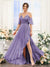 A-Line V-Neck Spaghetti Straps Short Sleeves Asymmetrical Chiffon Bridesmaid Dresses