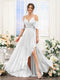 A-Line V-Neck Spaghetti Straps Short Sleeves Asymmetrical Chiffon Bridesmaid Dresses
