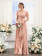 A-Line V-Neck Short Sleeves Split Side Chiffon Bridesmaid Dresses