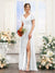 A-Line V-Neck Short Sleeves Split Side Chiffon Bridesmaid Dresses