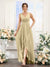 A-Line V-Neck Sleeveless Ruched Asymmetrical Chiffon Bridesmaid Dresses