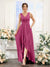 A-Line V-Neck Sleeveless Ruched Asymmetrical Chiffon Bridesmaid Dresses