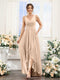A-Line V-Neck Sleeveless Ruched Asymmetrical Chiffon Bridesmaid Dresses