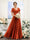 A-Line V-Neck Short Sleeves Split Side Ruched Chiffon Bridesmaid Dresses