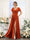 A-Line V-Neck Short Sleeves Split Side Ruched Chiffon Bridesmaid Dresses