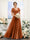 A-Line V-Neck Short Sleeves Split Side Ruched Chiffon Bridesmaid Dresses