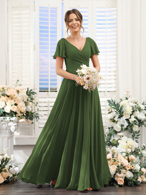 ruched chiffon bridesmaid dress KissProm