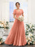 A-Line V-Neck Short Sleeves Split Side Ruched Chiffon Bridesmaid Dresses