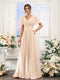 A-Line V-Neck Short Sleeves Chiffon Bridesmaid Dresses with Pockets