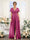 A-Line Deep V-Neck Short Sleeves Split Side Chiffon Bridesmaid Dresses