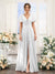 A-Line Deep V-Neck Short Sleeves Split Side Chiffon Bridesmaid Dresses
