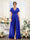 A-Line Deep V-Neck Short Sleeves Split Side Chiffon Bridesmaid Dresses
