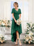 A-Line V-Neck Short Sleeves Ruched Asymmetrical Chiffon Bridesmaid Dresses