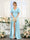 A-Line V-Neck Short Sleeves Split Side Ruffles Chiffon Bridesmaid Dresses