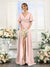 A-Line V-Neck Short Sleeves Split Side Ruffles Chiffon Bridesmaid Dresses