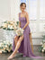 Sheath/Column One-Shoulder Sleeveless Split Side High Low Silk Satin Bridesmaid Dresses