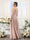 A-Line V-Neck Metallic Lurex Long Bridesmaid Dresses with Spaghetti Straps