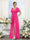 A-Line V-Neck Short Sleeves Split Side Chiffon Bridesmaid Dresses with Pockets