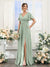 A-Line V-Neck Short Sleeves Split Side Chiffon Bridesmaid Dresses with Pockets