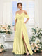 A-Line V-Neck Spaghetti Straps Short Sleeves Split Side Chiffon Bridesmaid Dresses