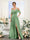 A-Line V-Neck Spaghetti Straps Short Sleeves Split Side Chiffon Bridesmaid Dresses